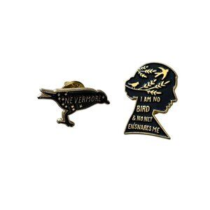 Nevermore Raven & I Am No Bird Literary Enamel Pin Set